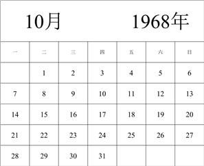 1968年日历